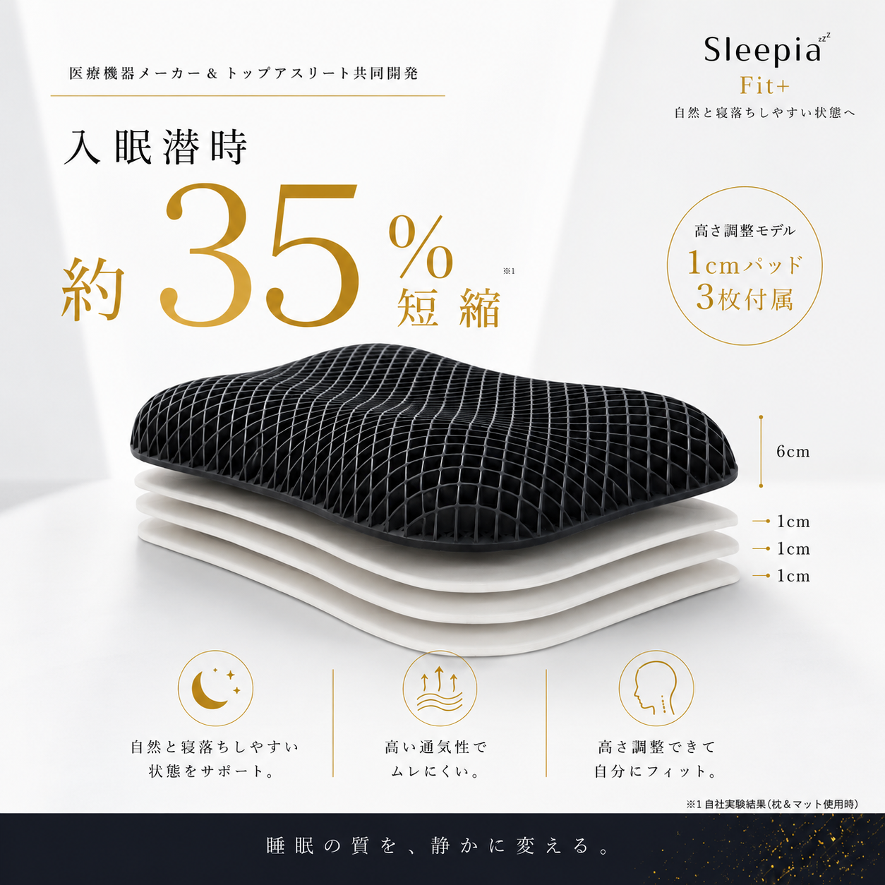 Sleepia【公式】寝落ちまくら Sleepia リカバリーまくら Fit+ (高さ調整モデル) – NEOLAB